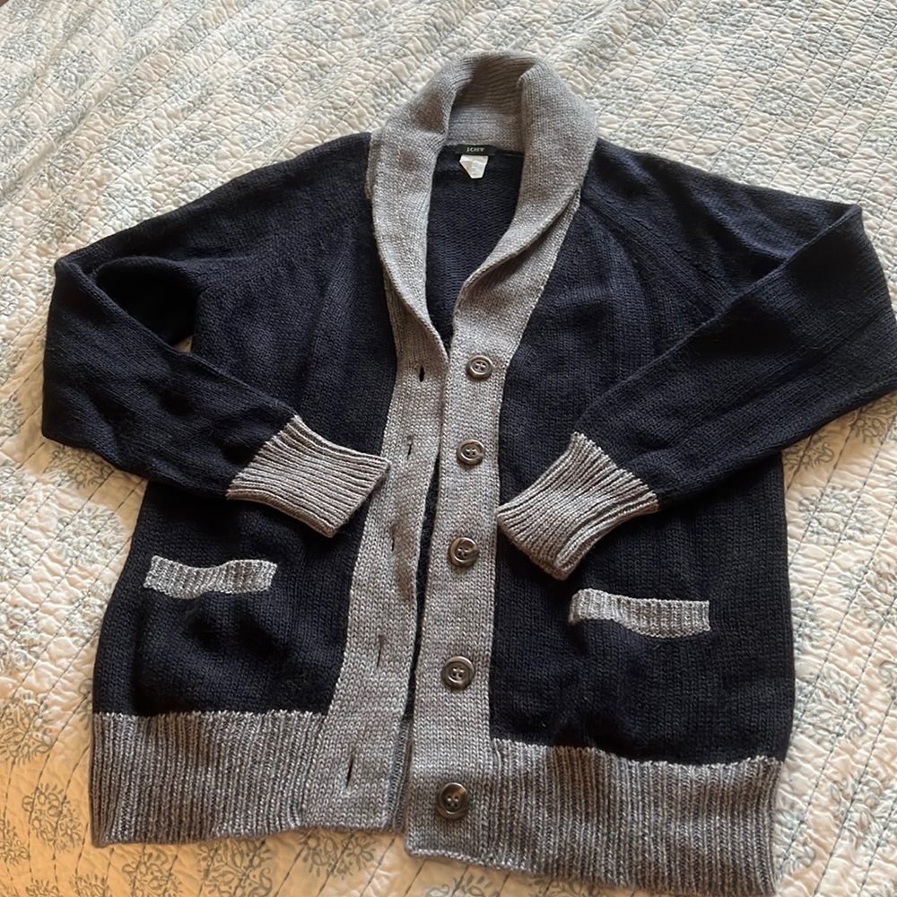 JCrew dark navy and grey sweater, size large
